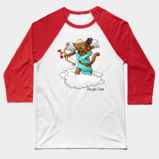 Valentine's Day Chocolate Brown Cupid Cat Baseball T-Shirt